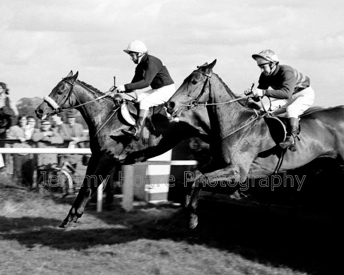 JHP RR 05 
 Red Rum and Brian Fletcher lead Fort Lodge and Graham Thorner over a fence in the Charisma Records Handicap Chase at Kempton Park