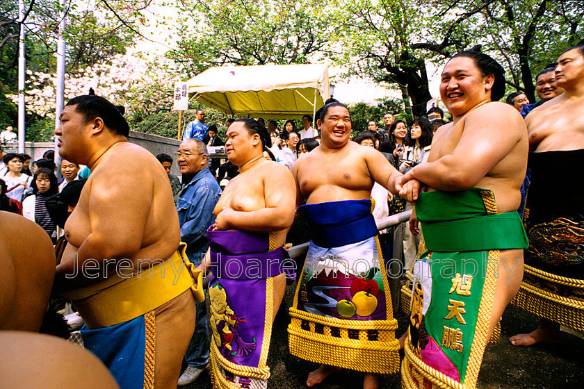 J-16116-1994 
 Sumo wrestlers at Yasukuni Shrine, Tokyo, Japan