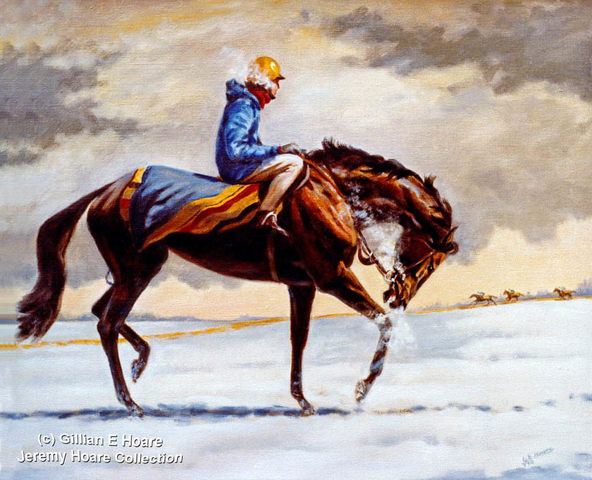 Racehorse in Snow 
 Racehorse in the snow on Newmarket gallops