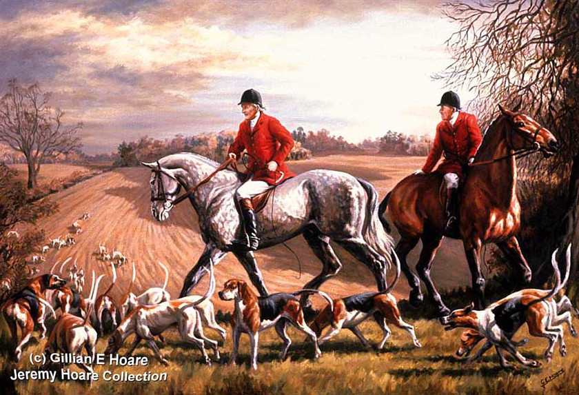 Captain Charles Barclay 
 Gillian E Hoare oil painting of MFH Capt. Charles Barclay and whipper-in Ned Paxton of Puckeridge & Thurlow Hunt 1973